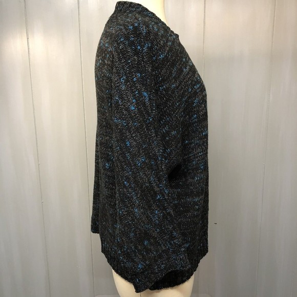 Evan Picone Women's Cardigan Sweater Size XL 1 Button Black Gray Blue Heather - Picture 3 of 12